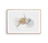 ARTTOR Cuadro Póster 100x70 cm Marco Roble Abstracto Pastel - 4827 - P2N