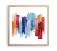 ARTTOR Cuadro Póster 50x50 cm Marco Roble Abstracto - 4330 - P2N | Bandera rayas Abstracción Cuadros de Pared Decoración Cuadro Decorativo Salón Dormitorio Lámina Cuadros de Pared ARTTOR