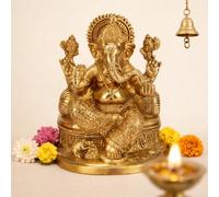 ARTVARKO Estatua de Ganesha de latón Ganesh ídolo para decoración del hogar, sala de estar, oficina, regalos de año, Dios Ganpati Vastu Murti, templo religioso de 7.5 pulgadas