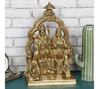 Artvarko Ram Siyaram Sita de latón sentado en el león Chatra Singhasan con Hanuman ji Idol Murti para el templo Mandir Puja Altura 11 pulgadas.