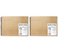 Artway Enviro - Bloc Encuadernado con gusanillo - Papel Cartridge 100% Reciclado - Tapas de aglomerado - 170 gsm - 35 Hojas - Apaisado A4 (Paquete de 2)