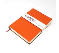 Artway Indigo Doodle - Diario/Libro de Notas de Cuero Naranja Mandarina - 175mm x 125mm - 164 Caras/82 Páginas de Papel de Cartulina de 150gsm