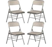 ARunThLana Juego de 4 sillas plegables de camping, sillas plegables a rayas con estructura de metal con respaldo, 45 x 48 x 77 cm, para salón, oficina, comedor, beige