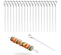 ARYIMYDP Juego de 20 Piezas Pinchos para Barbacoa Reutilizables, Brochetas y Palillos de Acero Inoxidable para Carne, Pollo, Camarones, Frutas, Palillos para Gildas, Perfecto para Amantes de la Carne