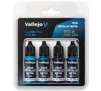 ARYLICOS VALLEJO - SET Vallejo True Metallic Metal AZUL ZAFIRO (4 x 18ml) - AcrYlicos Vallejo 77256