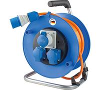 as - Schwabe 10170 Kabeltrommel - Carrete de cable para camping, color azul y naranja