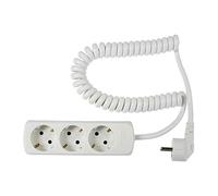 as - Schwabe 11431 - Regleta de 3 vías con Cable Blanco 2,5M Cable en Espiral Espiral Blanca H05VV-F 3G1.5, IP20 Cubierta