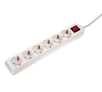 as - Schwabe 11511 Toma de corriente múltiple de 6 vías con interruptor y protección de contacto aumentada, blanco, 1,4m H05VV-F 3G1,5, IP20 uso interior
