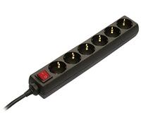 as - Schwabe 11511 Toma de corriente múltiple de 6 vías con interruptor y protección de contacto, blanco, 1,4m H05VV-F 3G1,5, IP20 uso interior
