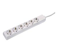 as - Schwabe 11611 Regleta de enchufes múltiples de 6 vías Con protección de contacto aumentada, blanco, 1,4m H05VV-F 3G1,5, IP20 uso interior