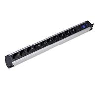 AS Schwabe Regleta 18360 – 10 enchufes, protección sobretensiones, interruptor, 1,5 m, plata