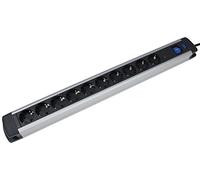 AS Schwabe Regleta 18360 – 10 enchufes, protección sobretensiones, interruptor, 1,5 m, plata