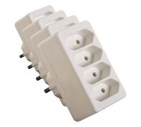 as - Schwabe 48411 - Enchufe Europeo de 4 vías, Blanco, 230 V (Paquete de 4)