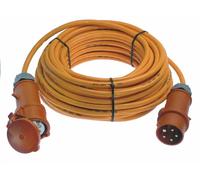 as - Schwabe 60563 Extensión CEE 400V / 16A, 25m H07BQ-F5G1.5 con enchufe de inversión de fase, naranja, IP44 comercial, obra