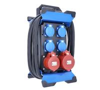 as - Schwabe 60963 - Distribuidor de corriente portátil (enchufe CEE 13 + 4 tomas schuko + 2 enchufes CEE + FI/RCD, IP44, fabricado en la UE I 60963)