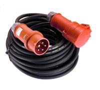 as - Schwabe 61364 Alargador de corriente CEE con inversor de fase, 5m H07RN-F 5G2,5, 400V/16A/5polos, negro