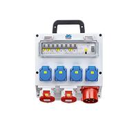 as - Schwabe 61517 - Distribuidor de pared con enchufe CEE (400 V/32 A/22 kW, salida 4 x Schuko, 2 x CEE (400 V/16 A/5 pines)