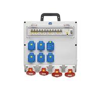 as - Schwabe 61526 - Distribuidor de pared listo para conectar - Salida 5 x Schuko, 2 x CEE (400 V/16 A/5 pines), 2 x CEE (400 V/32 A/5 pines), 2 x USB - Distribuidor de corriente NYM-J hasta 5 x 16 -