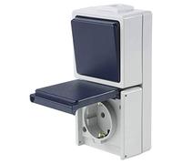 as - Schwabe 62455 - Conjunto de conmutador y Caja de Enchufe para Exteriores (Vertical, IP 54), Color