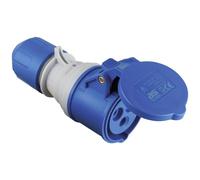 as - Schwabe - Acoplamiento CEE con indicador de tensión POWERLIGHT 230 V, 16 A, tripolar, acoplamiento para exteriores, IP44, protegido contra salpicaduras de agua, apto para exteriores, azul