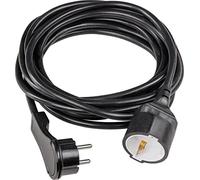 as - Schwabe alargador 5m, Enchufe Plano, Negro, Interior | Solo sobresale 7 mm de la toma, con anilla abatible para extraerlo fácilmente, ideal detrás de muebles