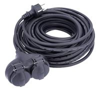 as - Schwabe alargador de 2 Tomas 20m H05RR-F 3G1,5, IP44 | Cable de goma resistente, 2 tomas con contacto de tierra y tapa protectora, para jardín, taller y exteriores