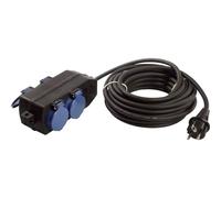 as - Schwabe alargador de 4 Tomas 10m H07RN-F 3G1,5, IP44 | Diseño robusto, tapas de protección, gancho para colgar, para obras y exteriores