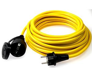 as - Schwabe alargador de Cable de 50 m K35 AT-N07V3V3-F 3G2,5 - Cable de extensión 230 V/16 A - con Tapa de protección - Resistente al Polvo y a Las Salpicaduras IP44 - Color Amarillo, 60357