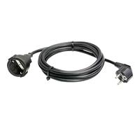 as - Schwabe alargador de Cables 10 m H05VV-F 3G1,5 - Cable de extensión 230 V / 16 A / 3.500 W - Enchufe y Enchufe Hembra con Toma de Tierra - protección contra cuerpos extraños IP20 - Negro, 51012