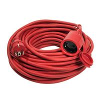 as - Schwabe alargador de Cables 15 m H05RR-F 3G1,5 - Cable de extensión 230 V / 16 A / 3.500 W - con Tapa de protección - Resistente al Polvo y a Las Salpicaduras IP44 - Rojo, 60215
