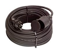 as - Schwabe alargador de Cables 15 m H07RN-F 3G1,5 - Cable de extensión 230 V / 16 A / 3.500 W - con Tapa de protección - Resistente al Polvo y a Las Salpicaduras IP44 - Negro, 60335