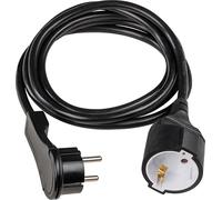 as - Schwabe alargador de Cables 2 m H05VV-F 3G1,5 con Enchufe Plano - Cable de extensión 230 V / 16 A / 3.500 W - Conector Plano - protección contra cuerpos extraños IP20 - Negro, 50212
