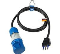 as - Schwabe Cable Adaptador CEE para Caravan, estándar Italiano, 1,5 m, 230 V, 16 A, 3 Pines, Enchufe Italiano Tipo L (16 A) y Enchufe CEE con Tapa abatible, IP44, Fabricado en Alemania I 360486