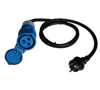 as - Schwabe - Cable adaptador CEE para caravanas, 1,5m H07RN-F 3G2,5 con acoplamiento CEE y enchufe con contacto de puesta a tierra con tapa de protección, 230V, 16A, negro, IP44