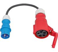 as - Schwabe Cable adaptador - Conector CEE de 230 V/16 A/3 pines a CEE acoplamiento 400 V/16 A/5 polos - 0,3 m H07RN-F 3G2,5 cable de goma resistente - IP44 resistente a salpicaduras de agua, 61374