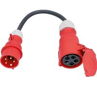 as - Schwabe Cable adaptador - Conector CEE de 400 V/16 A/5 pines a CEE acoplamiento 400 V/32 A/5 polos - 0,3 m H07RN-F 5G2,5 cable de goma resistente - IP44 resistente a salpicaduras de agua, 61375