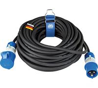 as - Schwabe - Cable alargador para exteriores CEE de 25 m con nuevo indicador de tensión powerlight, enchufe y toma de corriente CEE, 3 polos, 230 V /16 A, protección contra agua - IP44, negro
