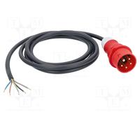 as - Schwabe Cable de conexión CEE 5 m H07RN-F 5G6 - Enchufe CEE Robusto - 400 V / 32 A - Extremo de Cable pelado de 50 mm - IP44 Resistente Polvo y Salpicaduras - Negro/Rojo, 70970
