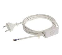 as - Schwabe - Cable de conexión Euro con interruptor intermedio 3m H03VVH2-F 2x0,75, enchufe plano Euro, 30mm pelado con terminales de cable, 230V, 2,5A, blanco, IP20, 70631