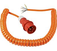 as - Schwabe Cable Espiral de conexión CEE 5 m H07BQ-F 5G2,5 - Enchufe con Toma de Tierra - 400 V / 16 A - Extremo de Cable pelado de 50 mm - IP44 Resistente Polvo y Salpicaduras - Naranja, 70432