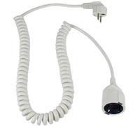 as - Schwabe - Cable Espiral de Contacto de protección hasta 4 m con Enchufe Espiral de Contacto y Acoplamiento de Contacto de protección, 230V, 16A Cable de extensión, IP20, Blanco