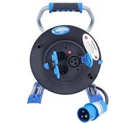 AS - Schwabe - Carrete de cable de camping (25 m, enchufe CEE 16 A, 1 toma CEE 230 V/16 A/3 pines, 2 enchufes empotrables 230 V/16 A, USB C, indicador de tensión, IP44