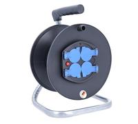 as - Schwabe carrete de cable vacío, para aprox. 25 m de cable, interior IP20, 4 tomas de corriente con toma de tierra, Ø 230 mm, Interruptor térmico, Made in Germany