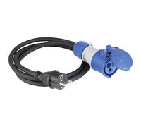as - Schwabe - CEE Cable adaptador para exteriores de 1,5 m, acoplamiento CEE de 3 polos con indicador de tensión powerlight + enchufe con contacto de tierra, para uso en exteriores con IP44 I 61406