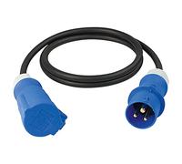 as - Schwabe CEE cable de extensión caravana, 3 polos, 230 V / 16 A - Enchufe CEE y acoplamiento CEE - P44 con tapa de protección, cable de extensión de 5 m, negro