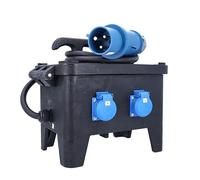 as - Schwabe Distribuidor de corriente móvil de goma, G-M22, 7,2 kW, 4 enchufes 230 V/32 A, 2 m H07RN-F 3G6, 4 interruptores combinados FI/LS de 2 pines, negro, 63260