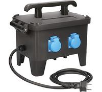 as - Schwabe Distribuidor de corriente móvil de goma, negro, IP44, 63270 | 2 m H07RN-F 3G2,5 cable con enchufe de protección de contacto 230 V/16 A, 4 enchufes de protección de contacto 230 V/16 A