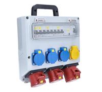 as - Schwabe Distribuidor de pared FIXO 11D DAT+ 400V/32A con FI 40A 30mA, 1x CEE 32A, 2x CEE 16A, 3x Schuko, 2x RJ45, IP44