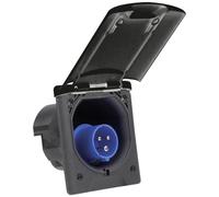 as - Schwabe Enchufe de alimentación CEE para caravana, 230 V, 16 A, 3 pines, tapa abatible con cierre magnético, resistente a los rayos UV, IP44, fabricado en Alemania, color negro, 62471