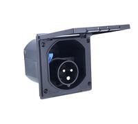 as - Schwabe - Enchufe para caravanas CEE de 3 polos - Enchufe de superficie para exteriores de 230 V / 16 A con tapa abatible - Para uso en exteriores - IP44 - Hecho en Alemania - Negro I 61493
